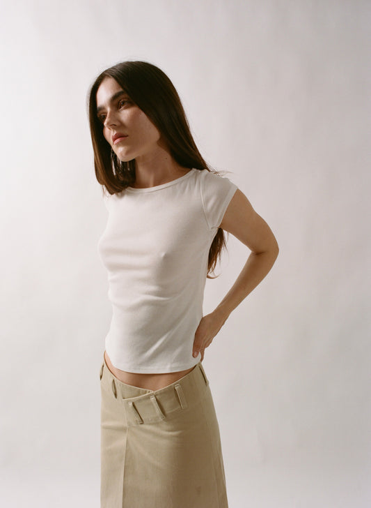 A Yoon Zora Boatneck tee white